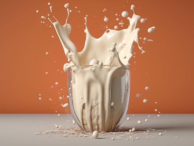 Fresh Milk Pouring on a Glass Isolated Photography AI generated