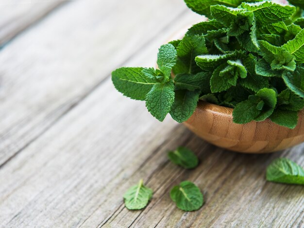 Fresh mint in a bowl