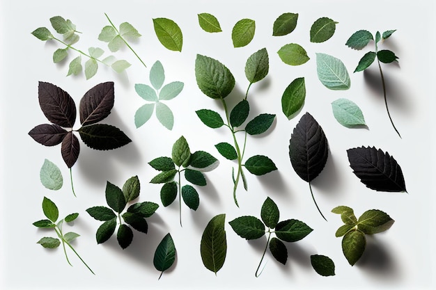 Fresh Mint Leaves With Real Transparent Shadow