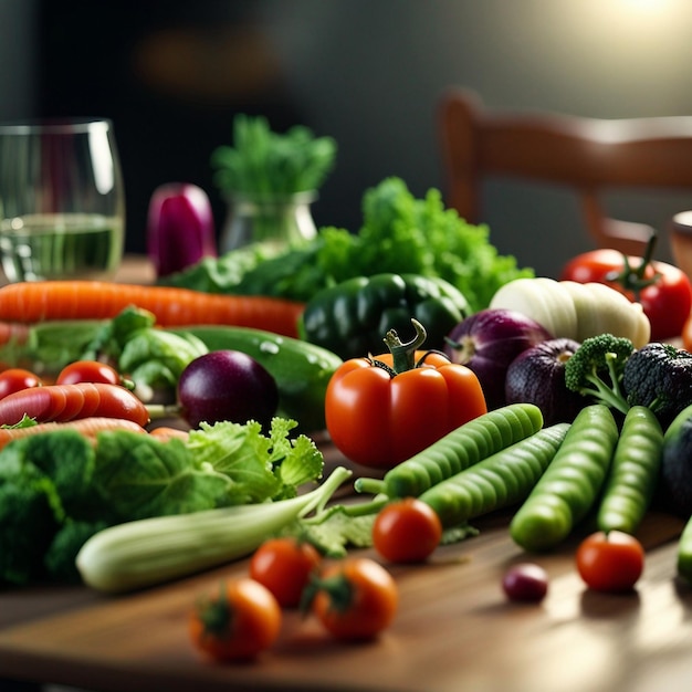 A fresh mix vegetable on wood table