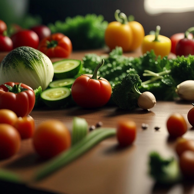 A fresh mix vegetable on wood table