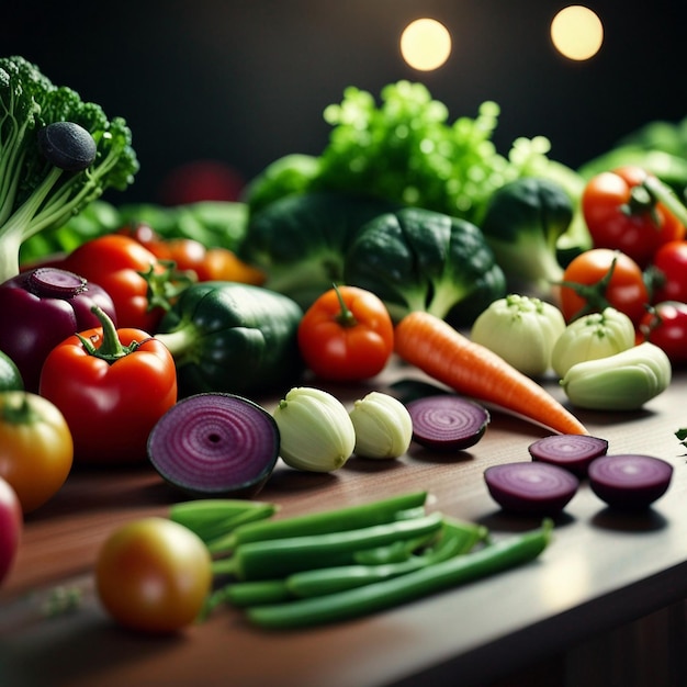 A fresh mix vegetable on wood table