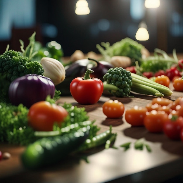 A fresh mix vegetable on wood table