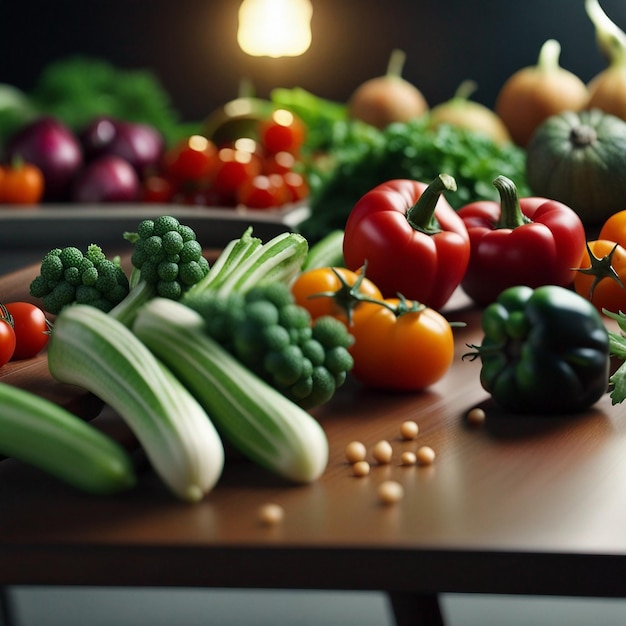 A fresh mix vegetable on wood table