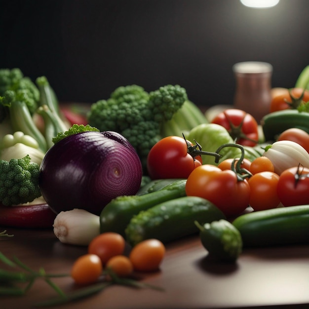 A fresh mix vegetable on wood table