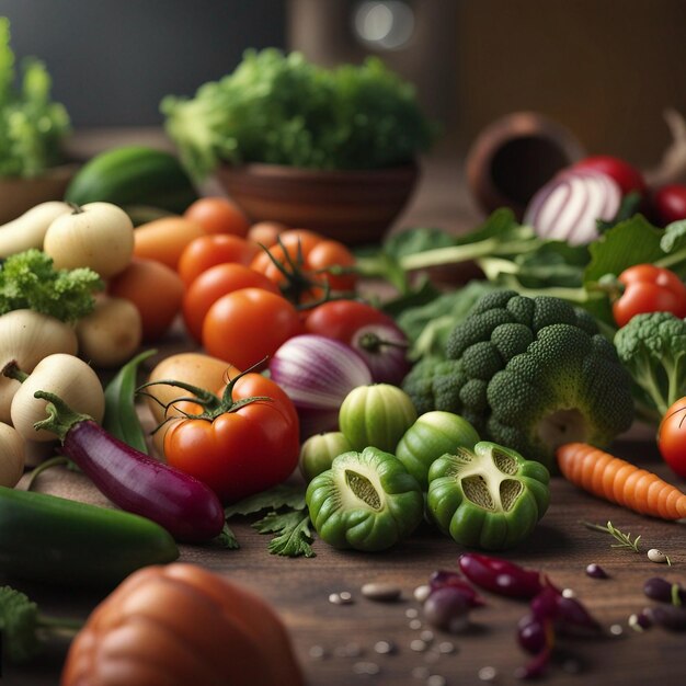 A fresh mix vegetable on wood table