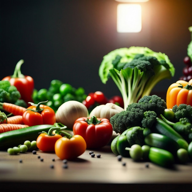 A fresh mix vegetable on wood table