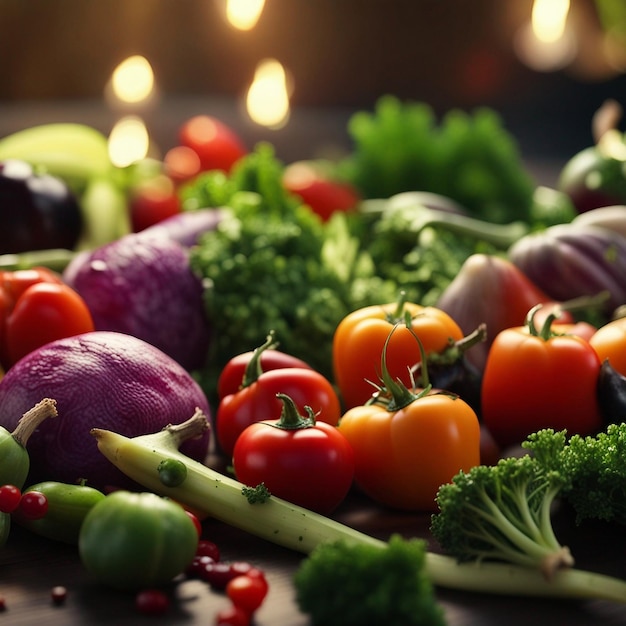 A fresh mix vegetable on wood table