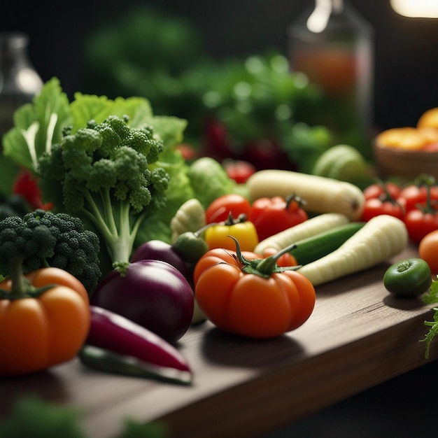 A fresh mix vegetable on wood table