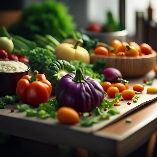 A fresh mix vegetable on wood table