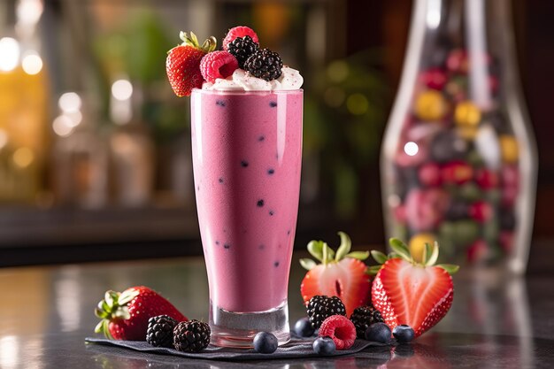 Fresh mixed berries smoothies glass