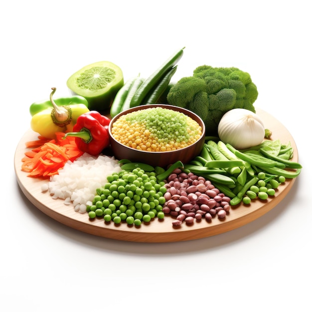 fresh mixed vegetable arrange in wooden plate