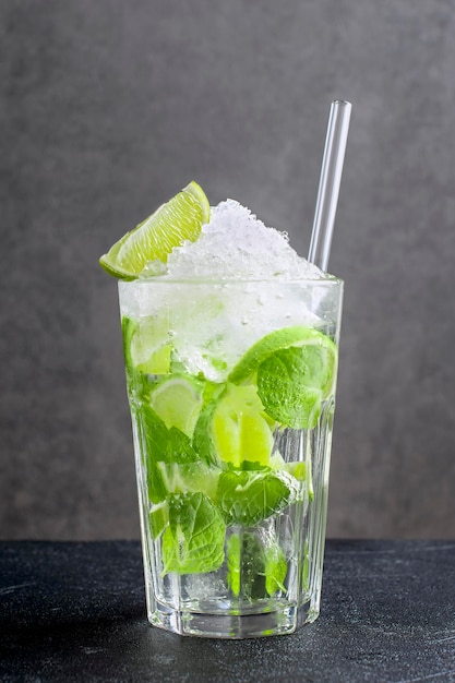 Fresh mojito made of citrus fruit and mint leaves