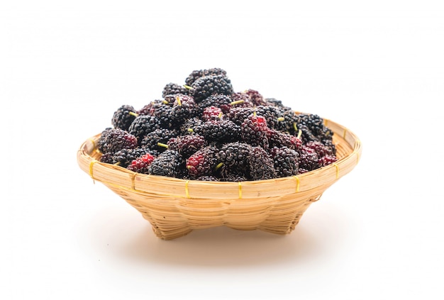 fresh mulberry on white background