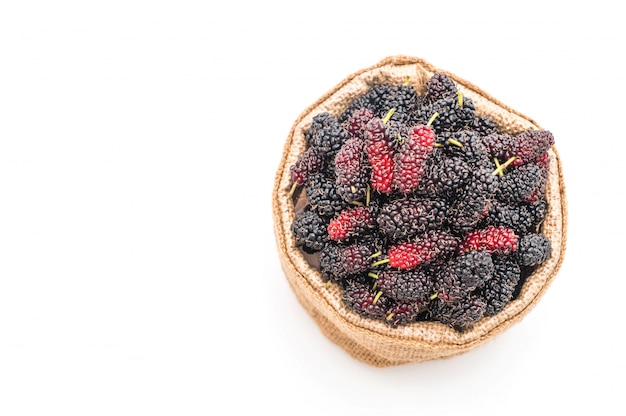 fresh mulberry on white background