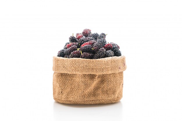 fresh mulberry on white background