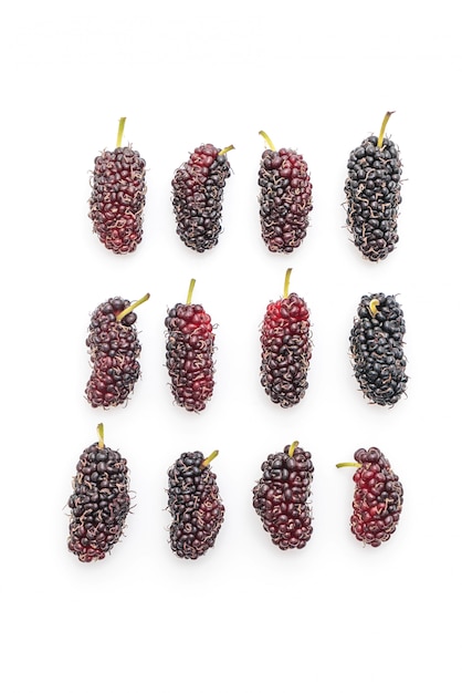 fresh mulberry on white background