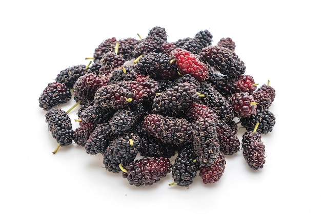 fresh mulberry on white background