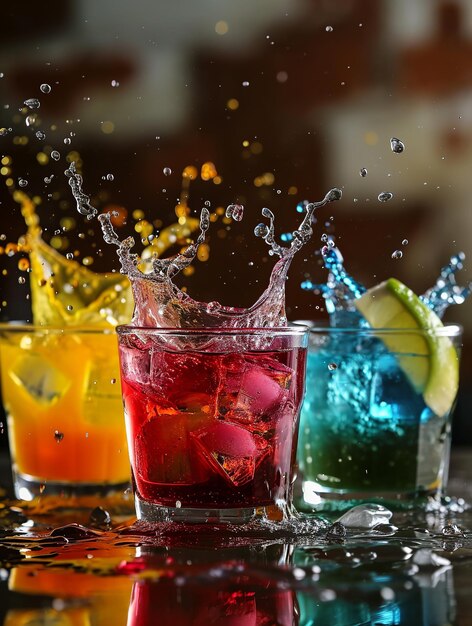 Fresh multicolored drinks