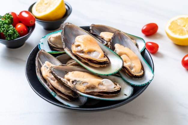 fresh mussel on bowl