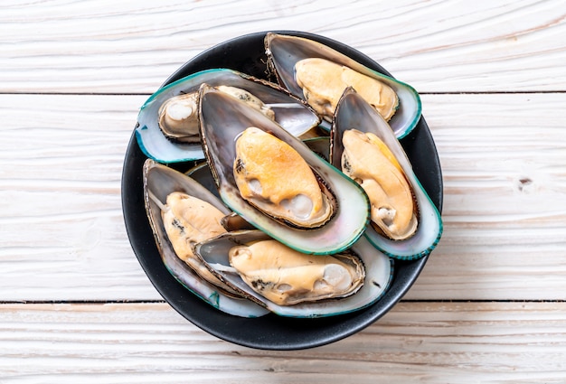 fresh mussel on bowl