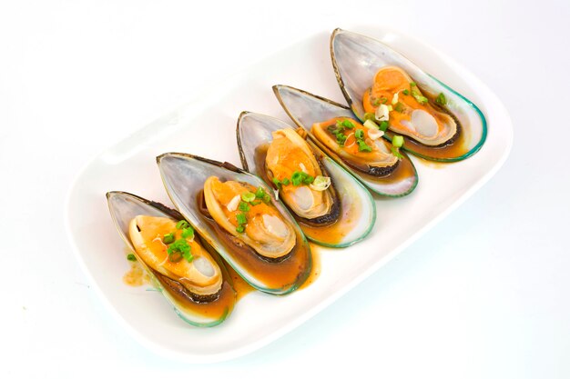 Fresh Mussels for grill isolate on white background