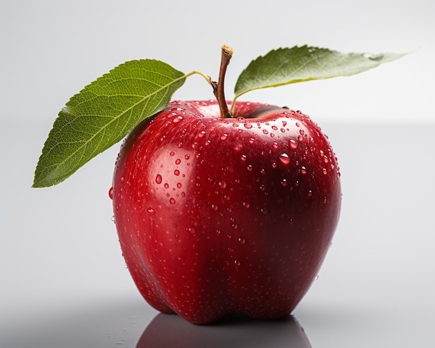 Fresh natural apple with leaf white background