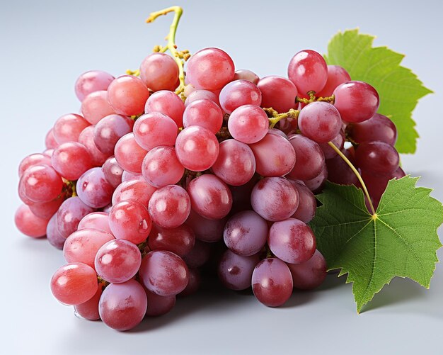 Fresh natural grape with leaf white background