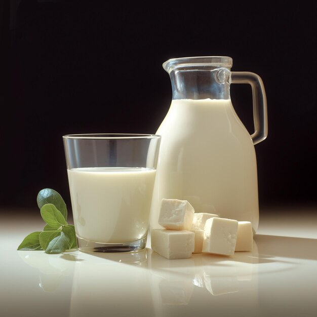 Fresh natural milk presented in glass and glass decanter Vertical Mobile Wallpaper