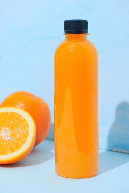 Fresh natural orange juice on table. Healthy drink.