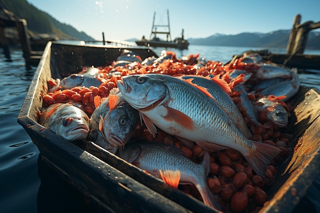 Свежая красная рыба океана, морепродукты