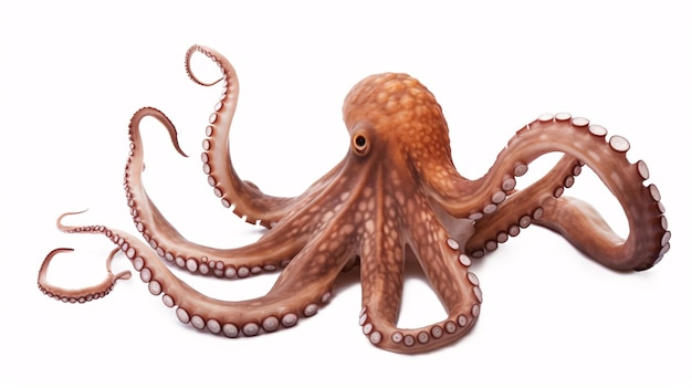 Fresh octopus with tentacles isolated on a white background