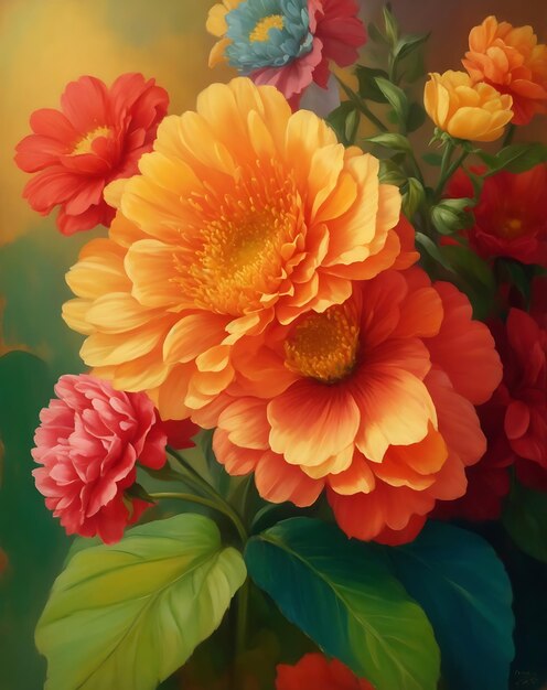 fresh Oil painting vintage style flower