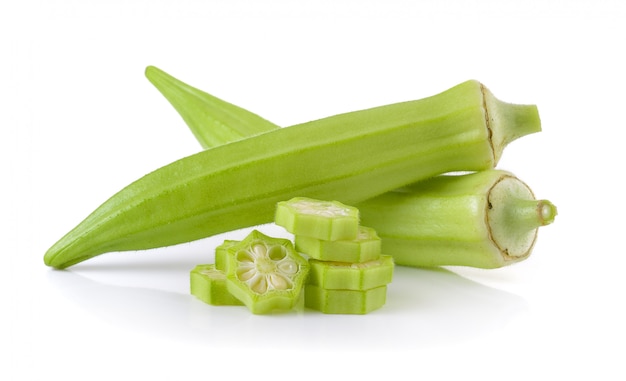 Photo fresh okra or green roselle isolated