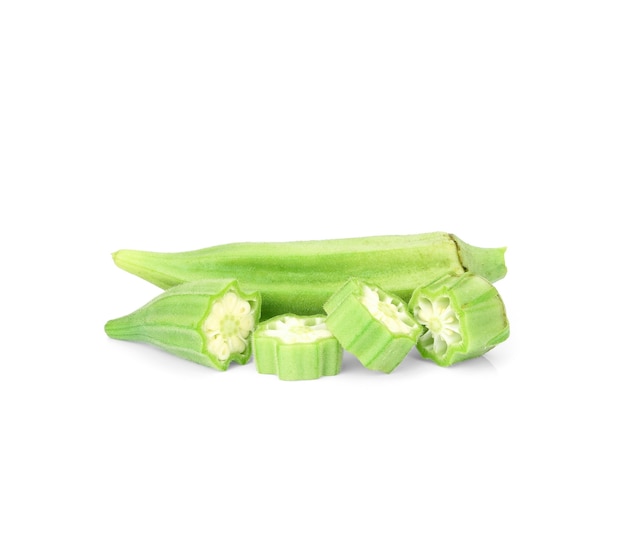 Fresh okra isolated on white background