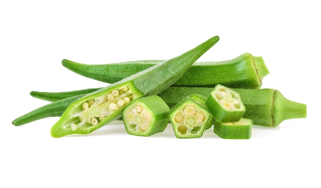 Fresh okra isolated on white background