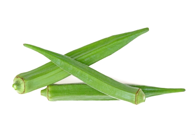 Fresh okra isolated on a white background