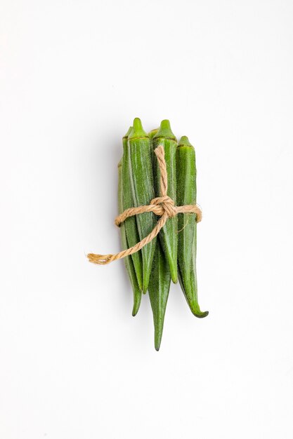 Fresh okra isolated on white background