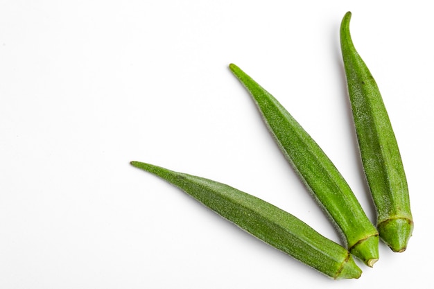 Fresh okra isolated on white background