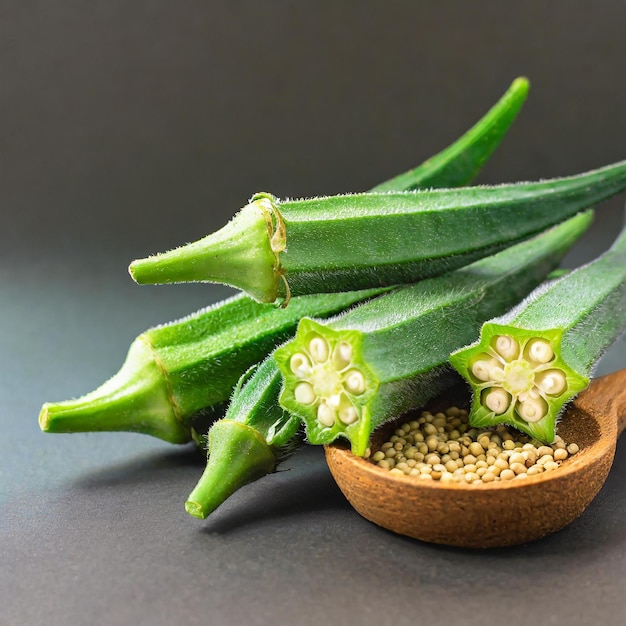 fresh okra isolated on white background