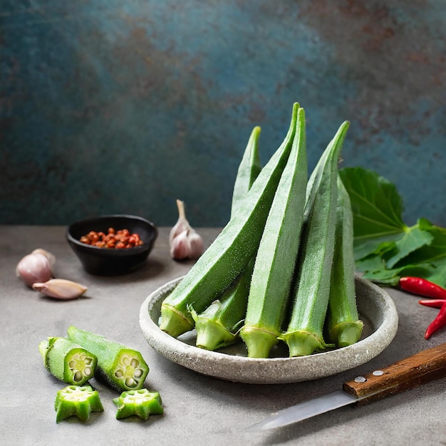 fresh okra isolated on white background