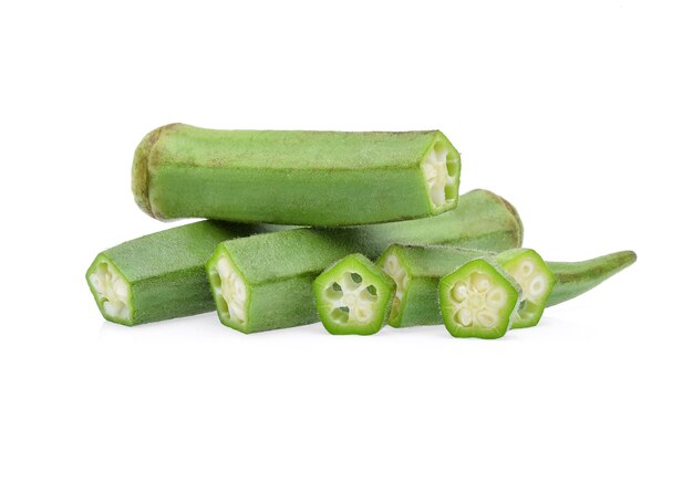 Fresh okra isolated on white