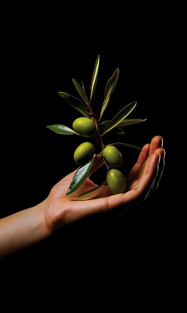 Photo fresh olive hand holding olive fruits