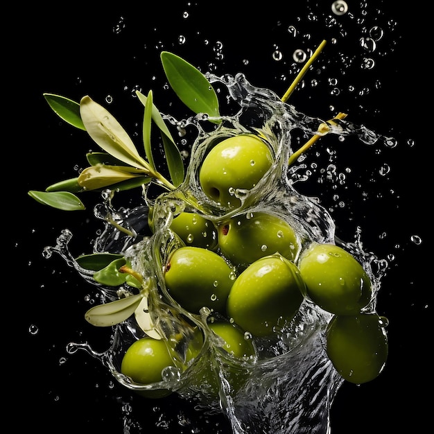 Fresh olive and splash of water