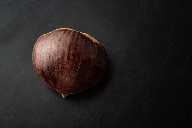 Fresh one chestnut isolated on black background
