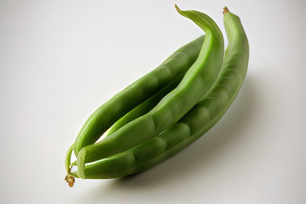 Fresh One natural Green Beans with white background Generative Ai