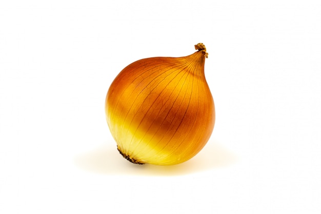 Fresh onion isolated on white background.