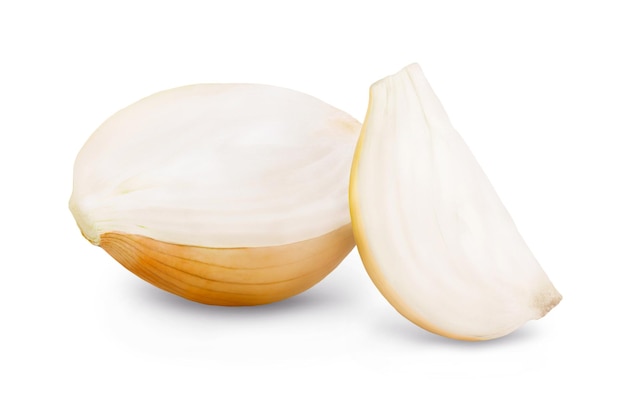 Fresh onion and onion slice isolated