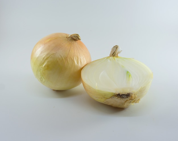 Fresh onion on white background.