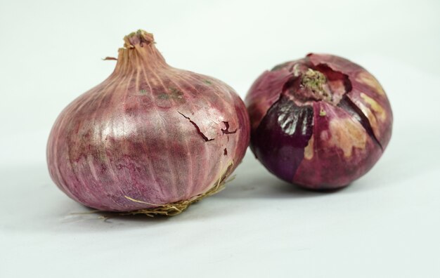 Fresh onion on a white surface